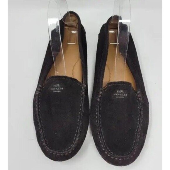 COACH Shoes Amber Black Driving Mocs Slip On Flat Loafer - Picture 1 of 5